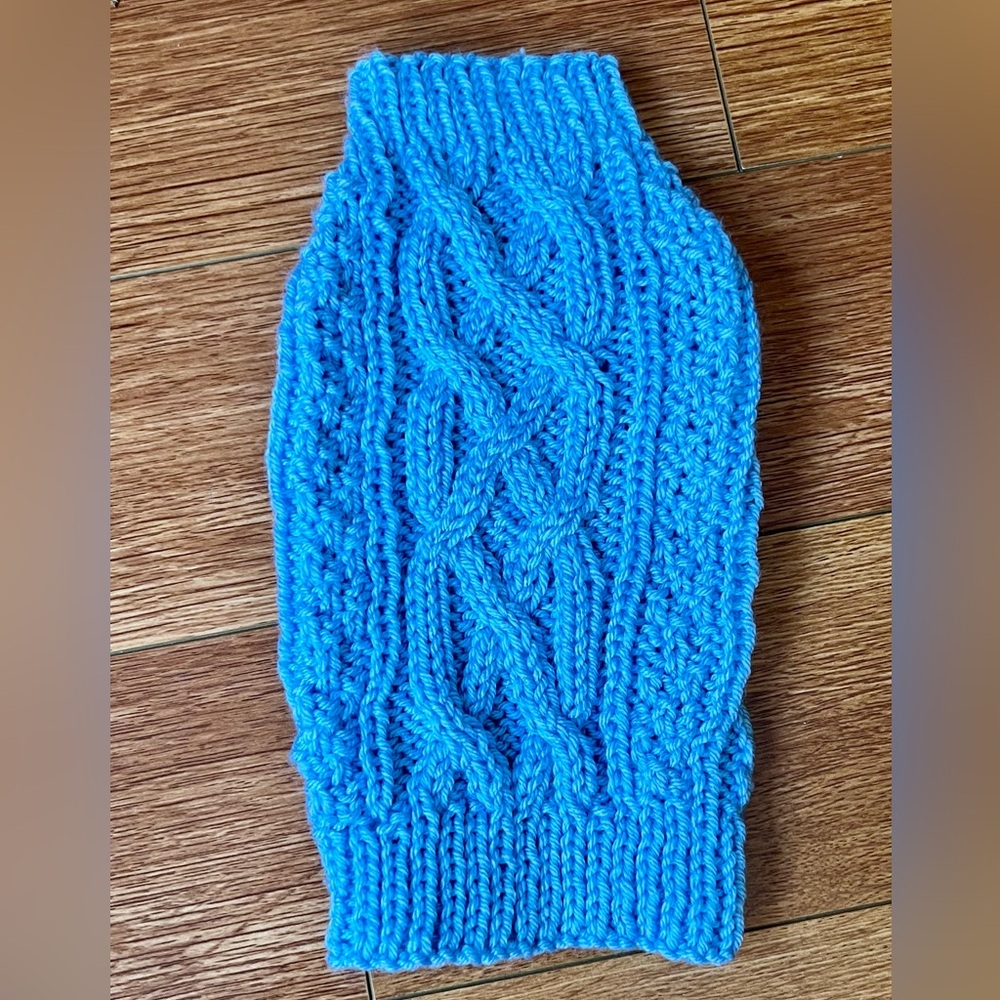 Small Sky Blue Knit Dog Sweater